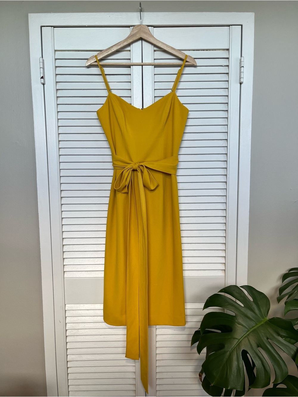 Dress the Population Mustard Yellow Midi Sheath Dress